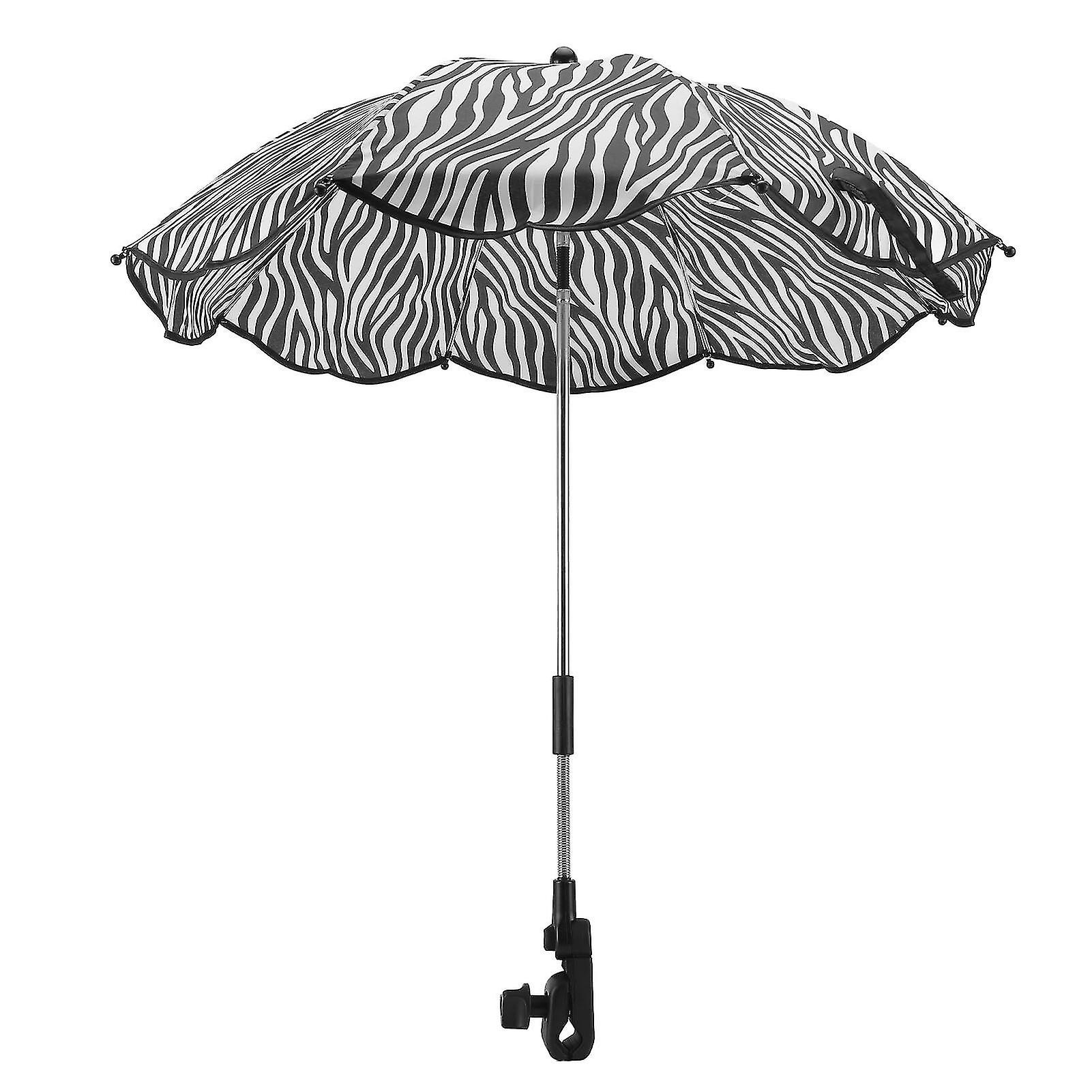 Universal 14 Inch Stroller Umbrella with UV Protection, Adjustable Zebra Stripe Baby Stroller Umbrella