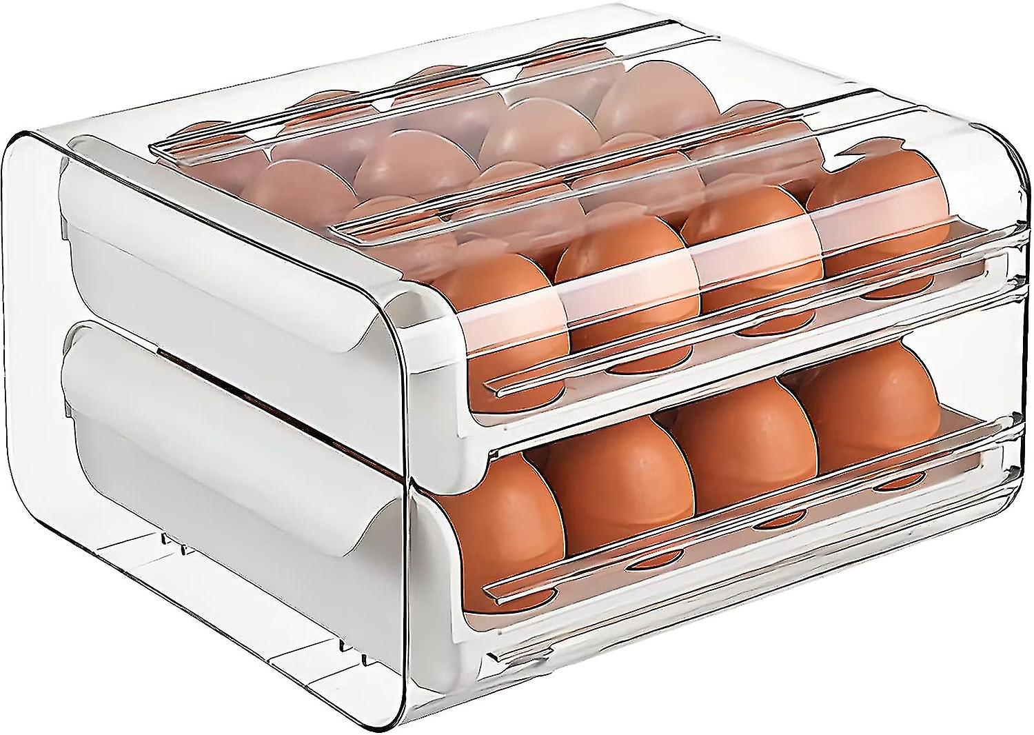 32 Compartment Egg Storage Drawer Container Double Layer Egg Storage Rack