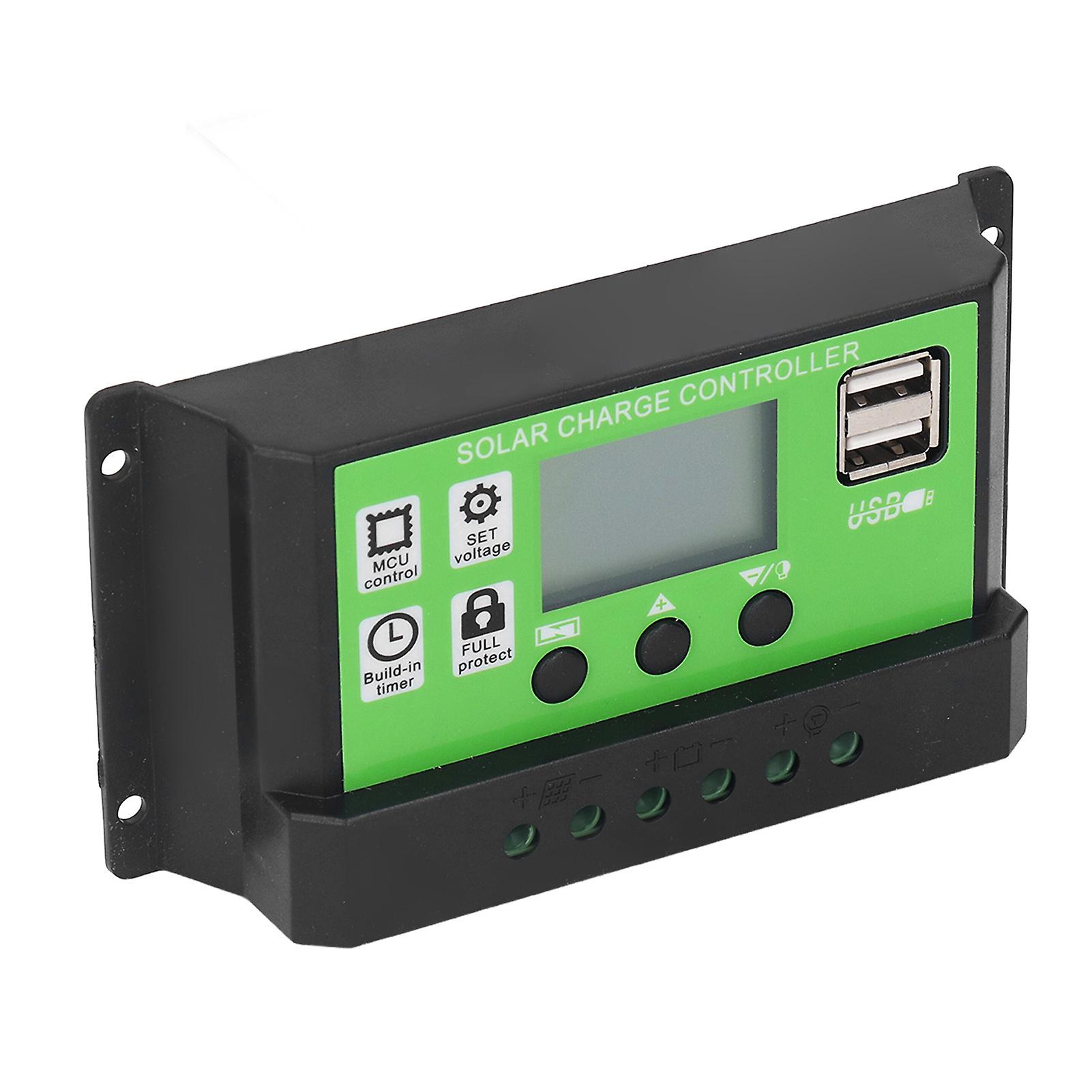 Solar Charge Controller Adjustable Parameter Intelligent Solar Panel Charge Battery Regulator with LCD Display 12V 24V Adaptive 30A 