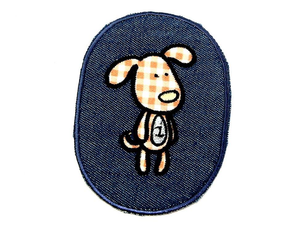 Patch Motif Dog  Beige & Blue - each