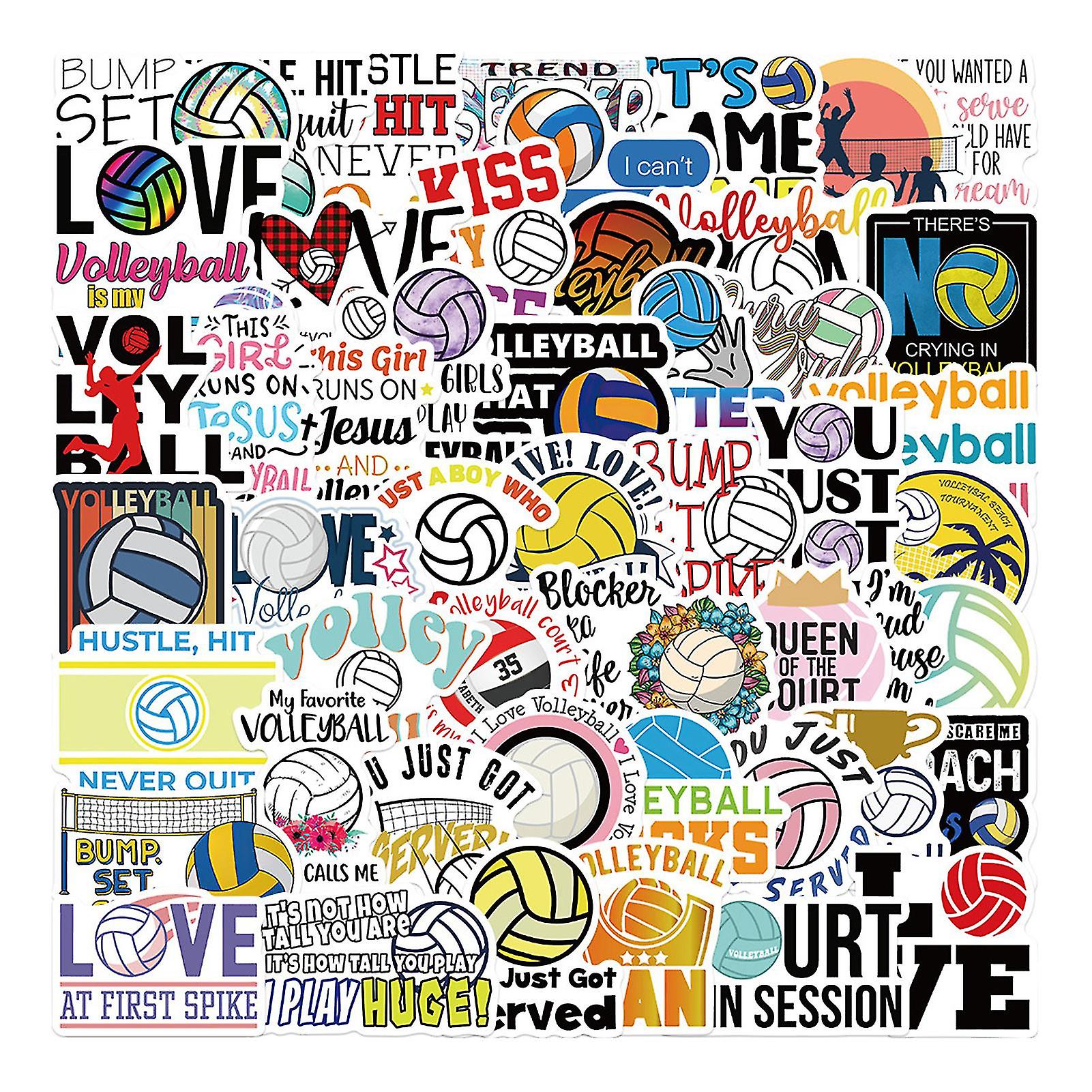 50pcs Laptop Sticker Personalized Volleyball Design Multi Style Self-adhesive Computer Decal For Daily Use