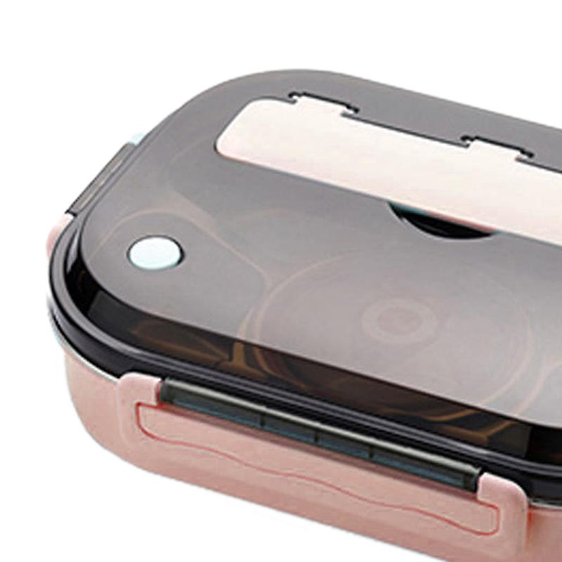 Lunch Box 4 Compartment Food Container Large Capacity with Soup Bowl for Office Home Orange Pink