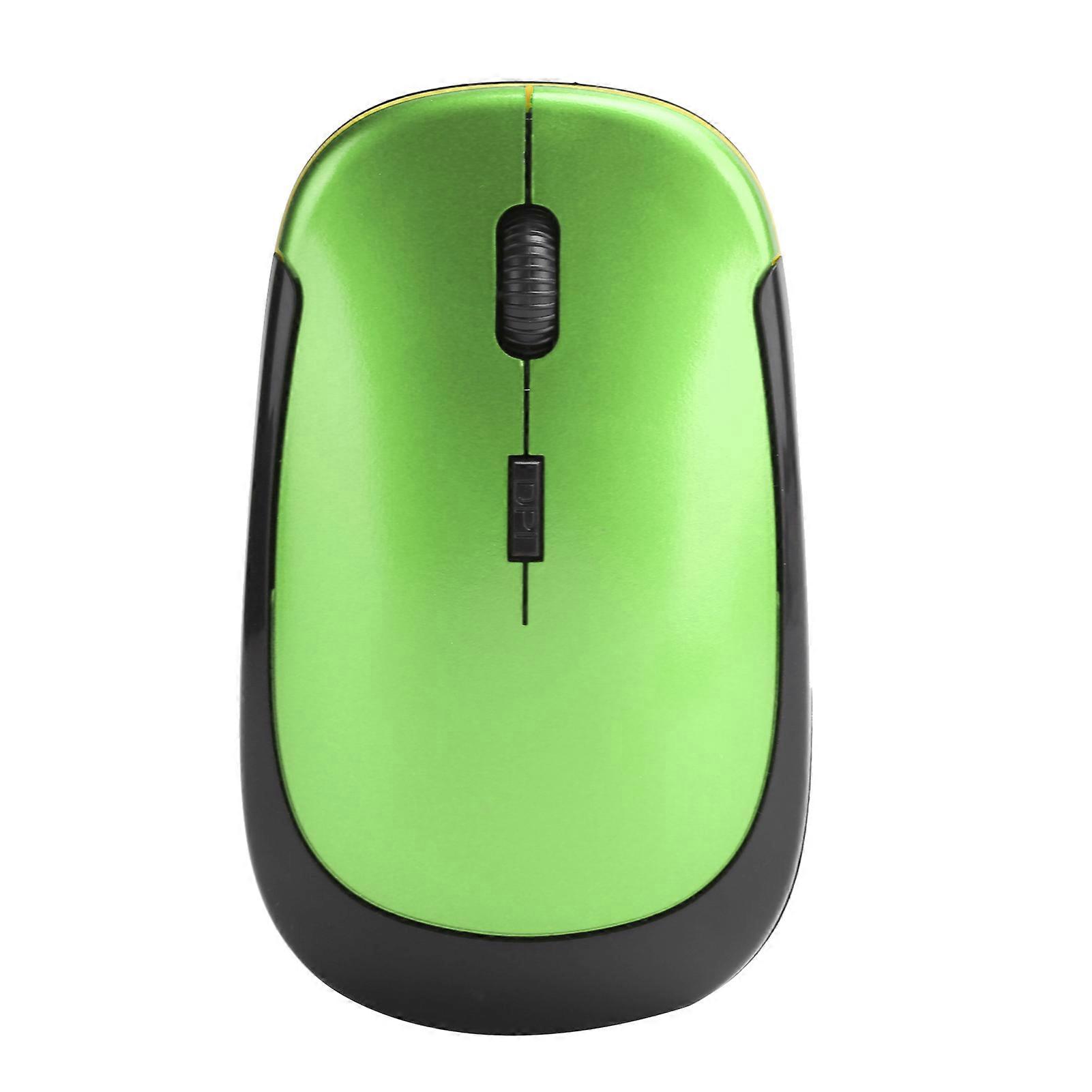 2.4G Wireless Mouse Adjustable Optical USB Receiver Notebook Computer Accessories 1600dpiGreen 
