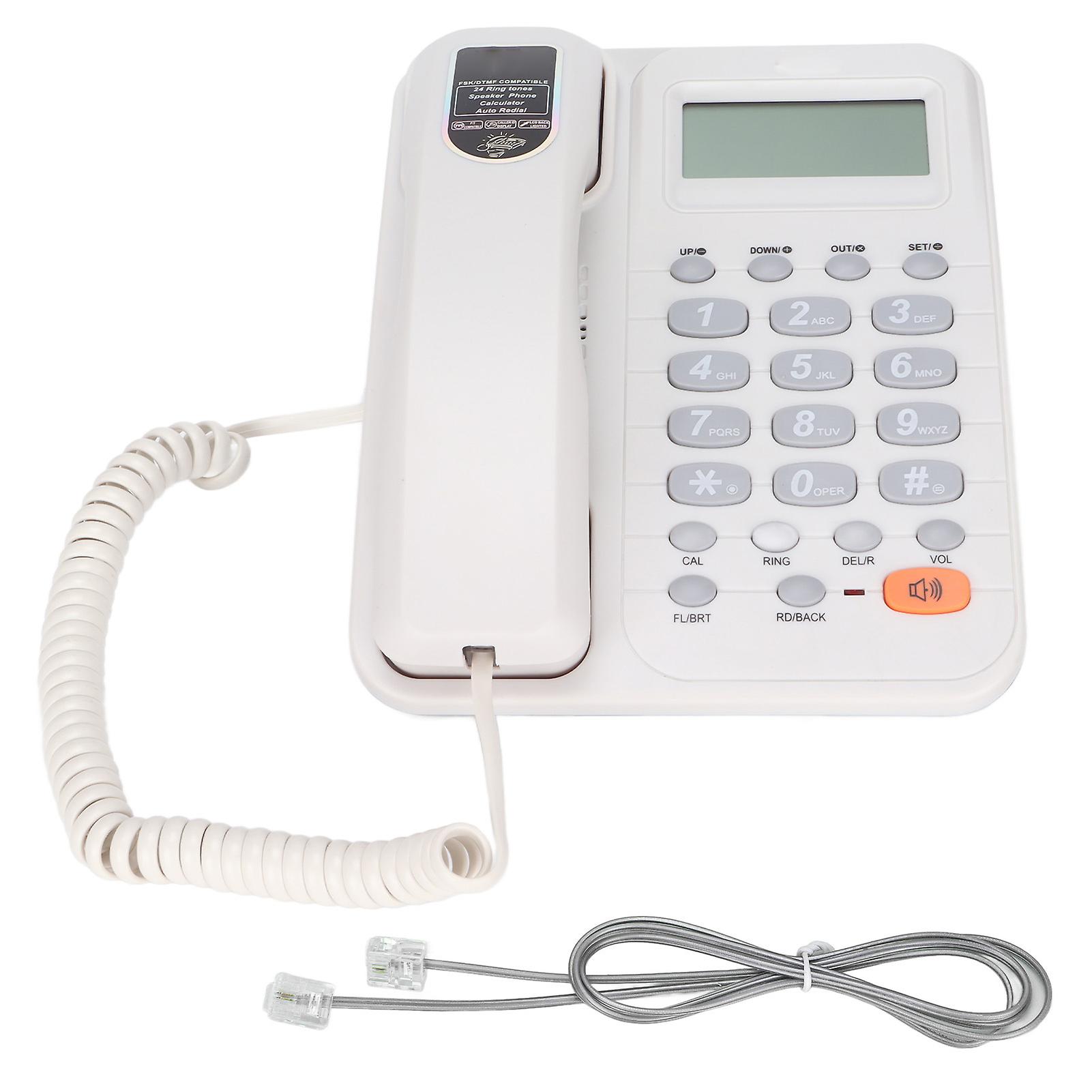 White KXT2029CID Office Phone: FSK/DTMF, Hands-Free, No Battery, LCD Display, Adjustable Volume