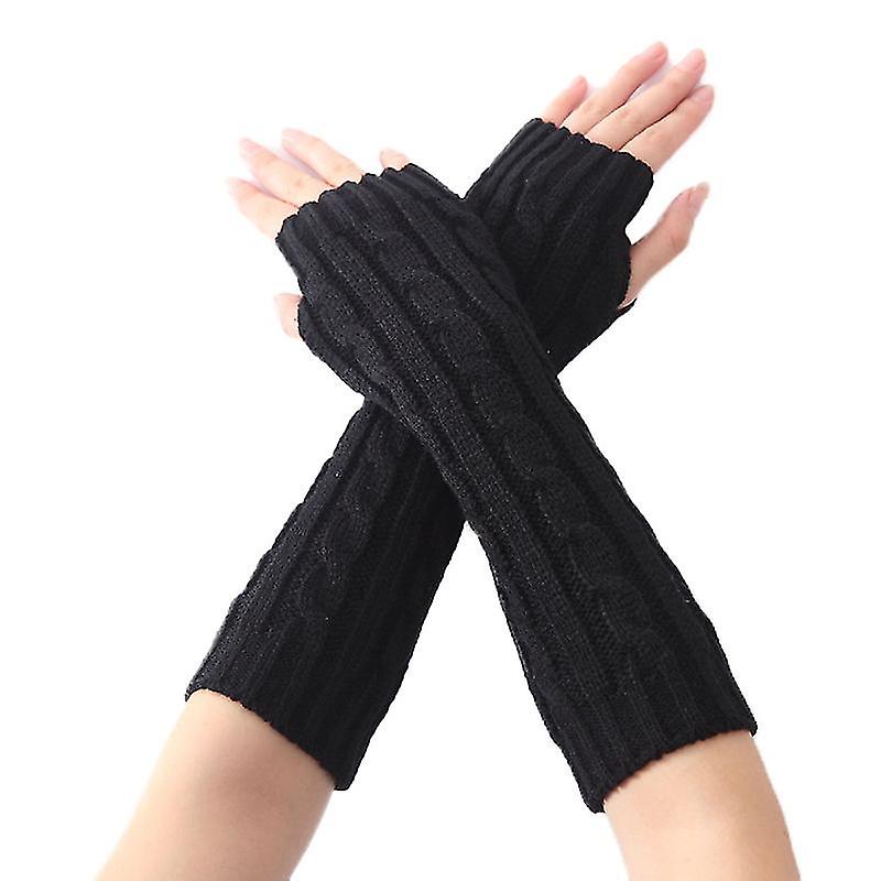Γυναικεία Fingerless χέρι θερμότερο πλεκτό μαλλί γάντια χειμώνα ζεστό γάντι καρπού Cy