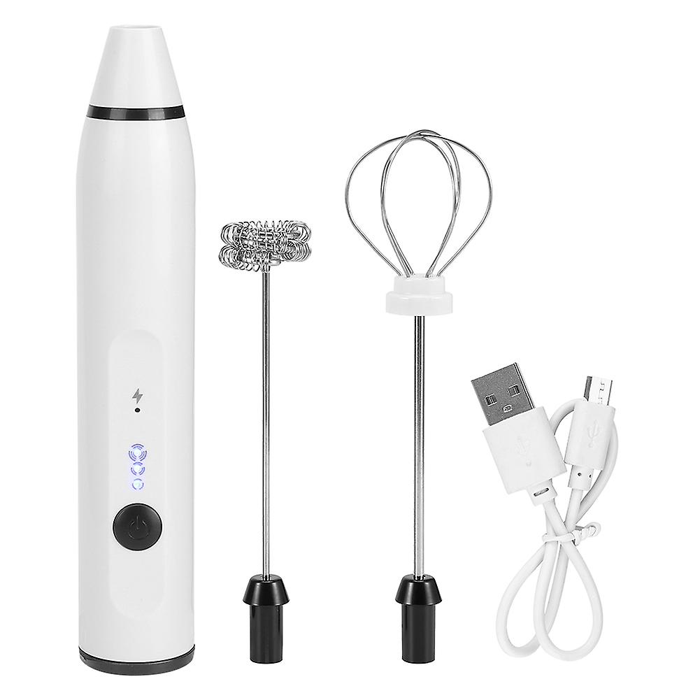 Small Handheld Electric Whisk, Mini Frother for Coffee, Latte, Hot Chocolate, USB Charging, White
