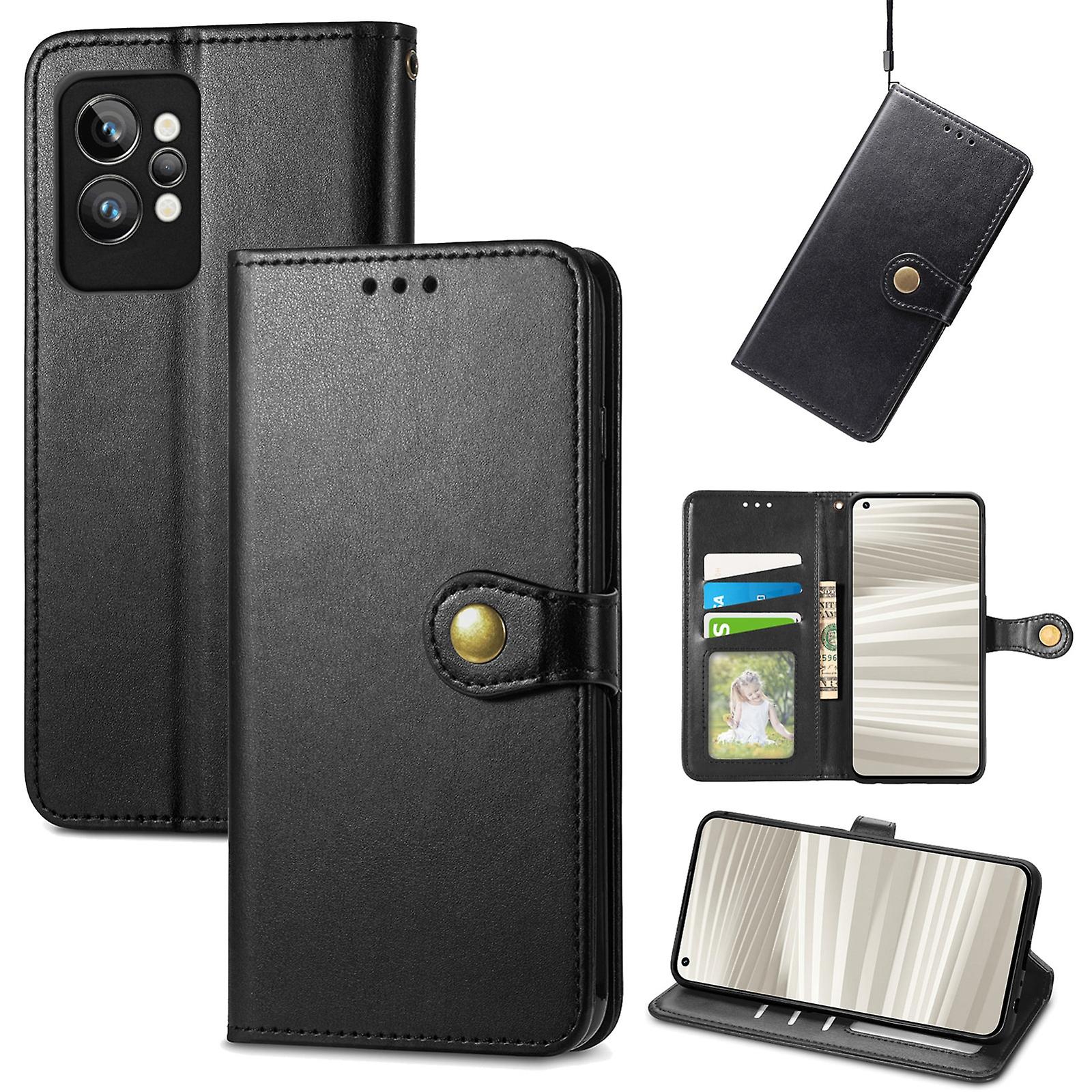 Retro Solid Color Leather Case For OPPO Realme GT2 Pro