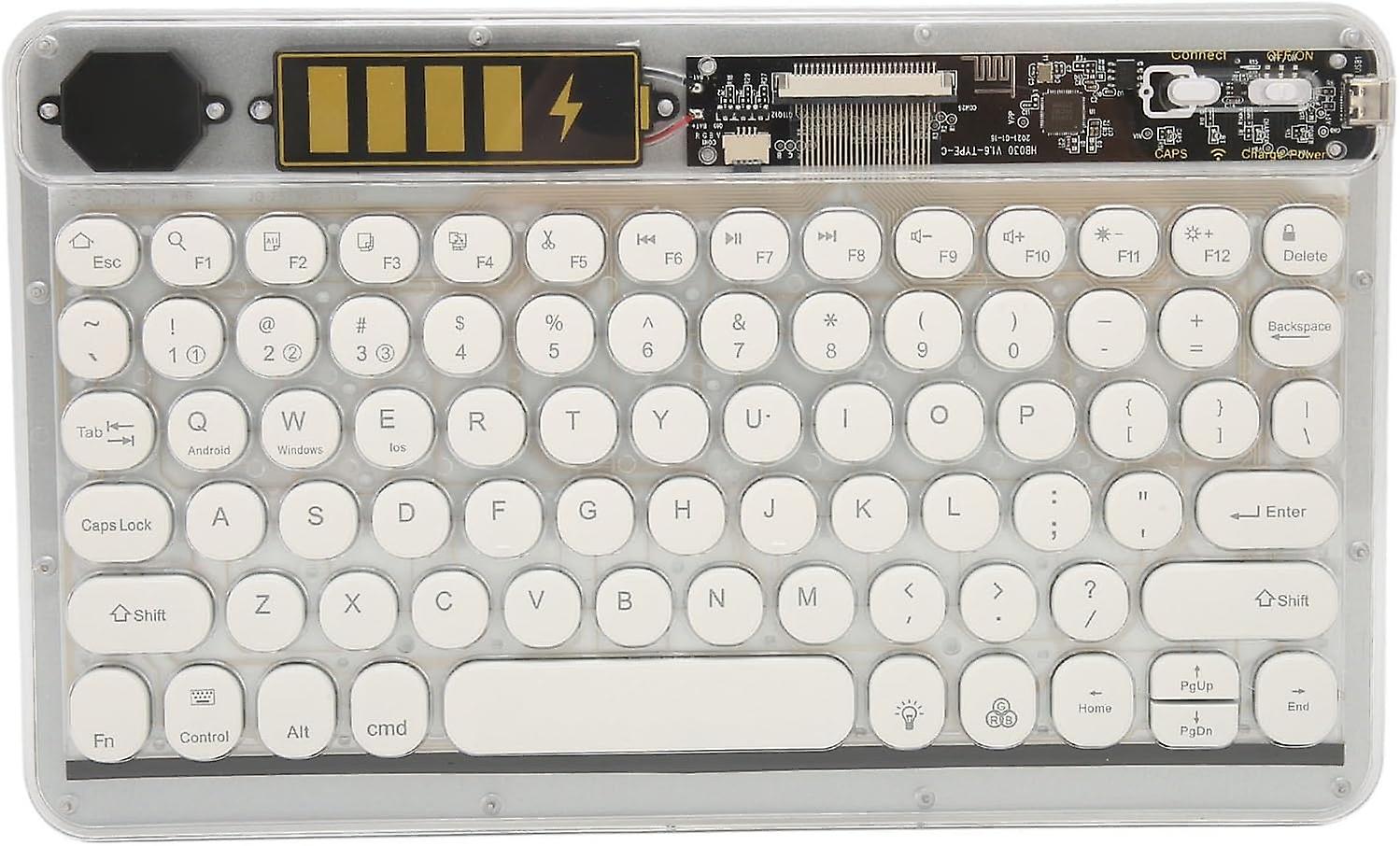 10in Wireless BT Keyboard with Colorful Backlight, Rechargeable Keyboard, Round Keycap for Phone, La