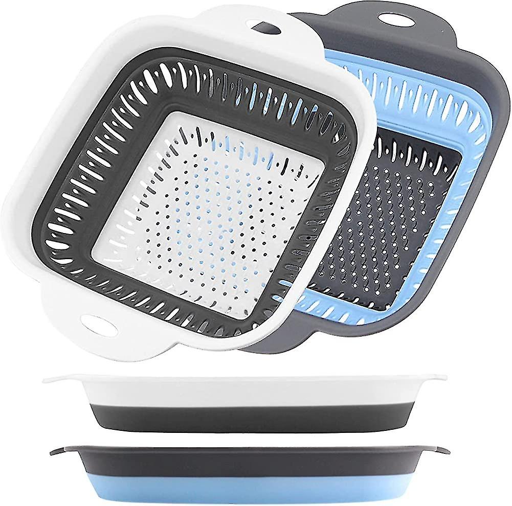 2PCS Collapsible Square Silicone Kitchen Strainers