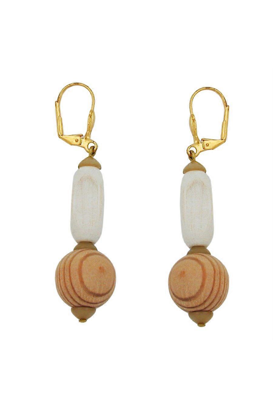 Leverback Earrings Wooden Beads - Gl02903