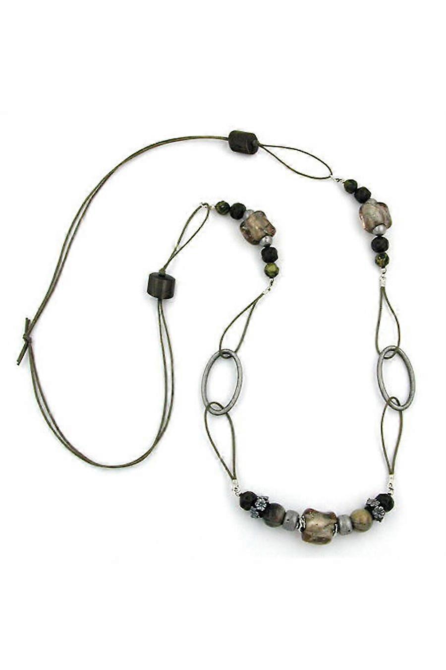 Necklace Stone Bead Brown-grey 100cm - Gl02102