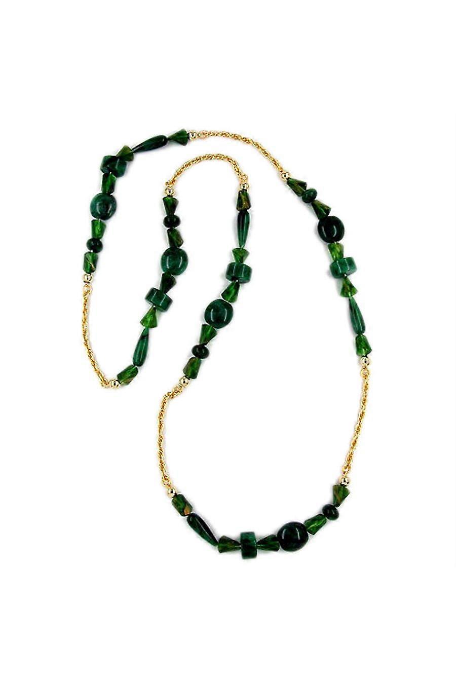 Necklace Beads Green-gold-coloured 90cm - Gl04465