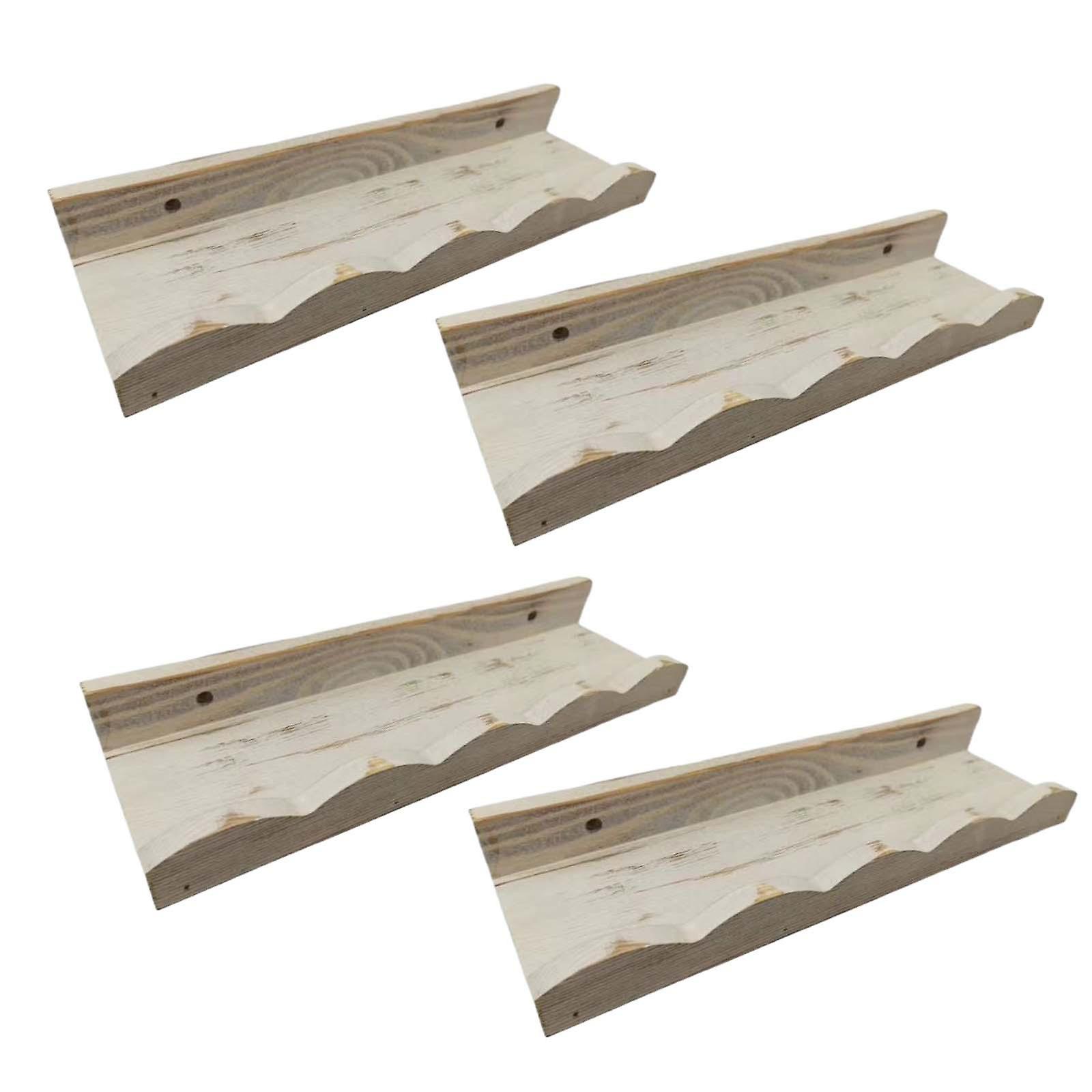 4x Rustic Wood Shelves Bookshelf Organizer Kitchen Floating Wall Shelves Storage for Fireplace Pictures Nursery Window Vanity