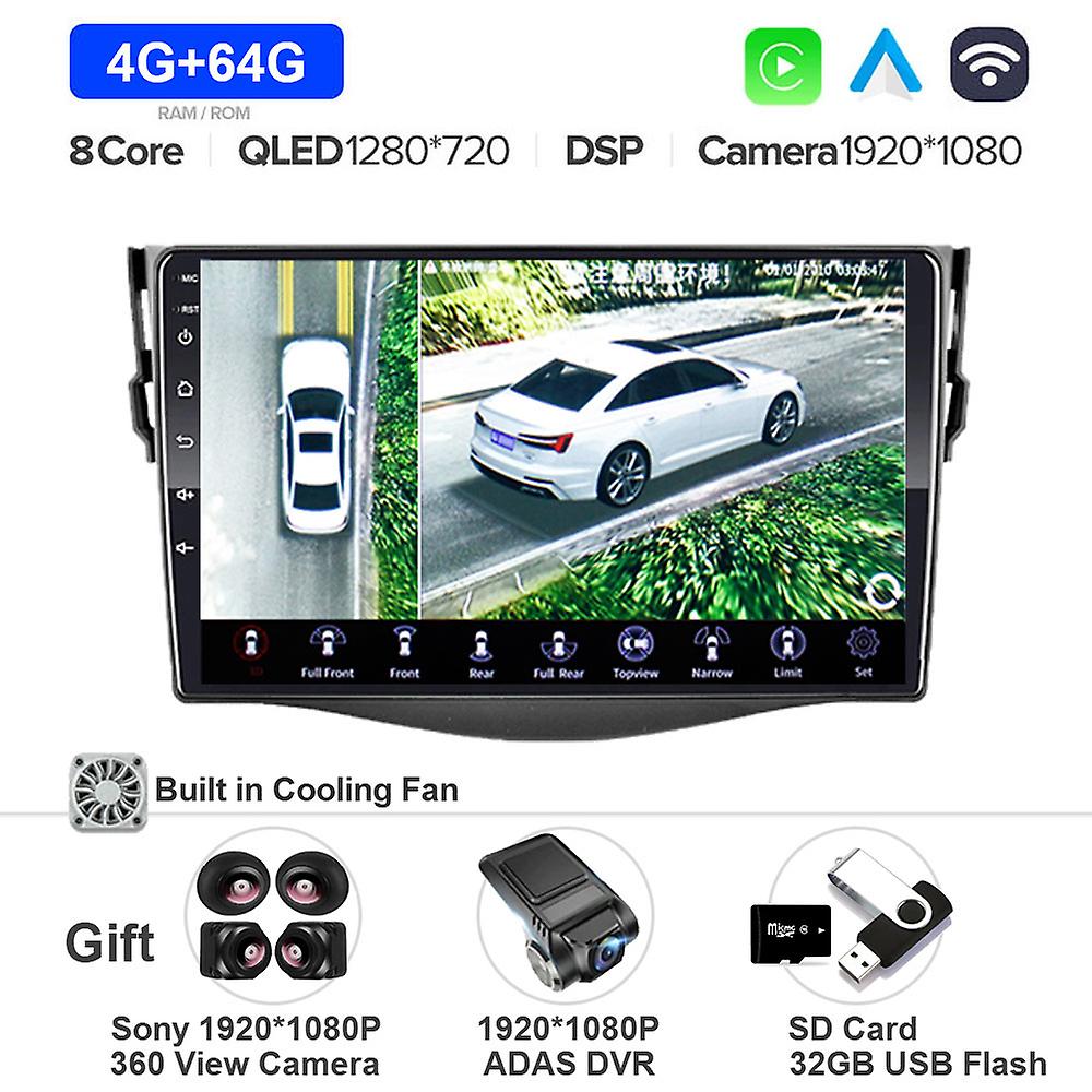 9" Android 13 Car Radio For Toyota Rav4 Rav 4 2005 - 2013 Multimedia Player Carplay Dsp Navigation Gps 4g Wifi Bt Stereo Dvd