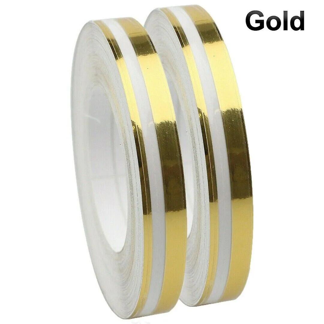 2x الذهب شريط دبوس شريط الشريط صائق الفينيل ملصقات السيارة تبسيط ملصقات شريط مزدوجة الخط