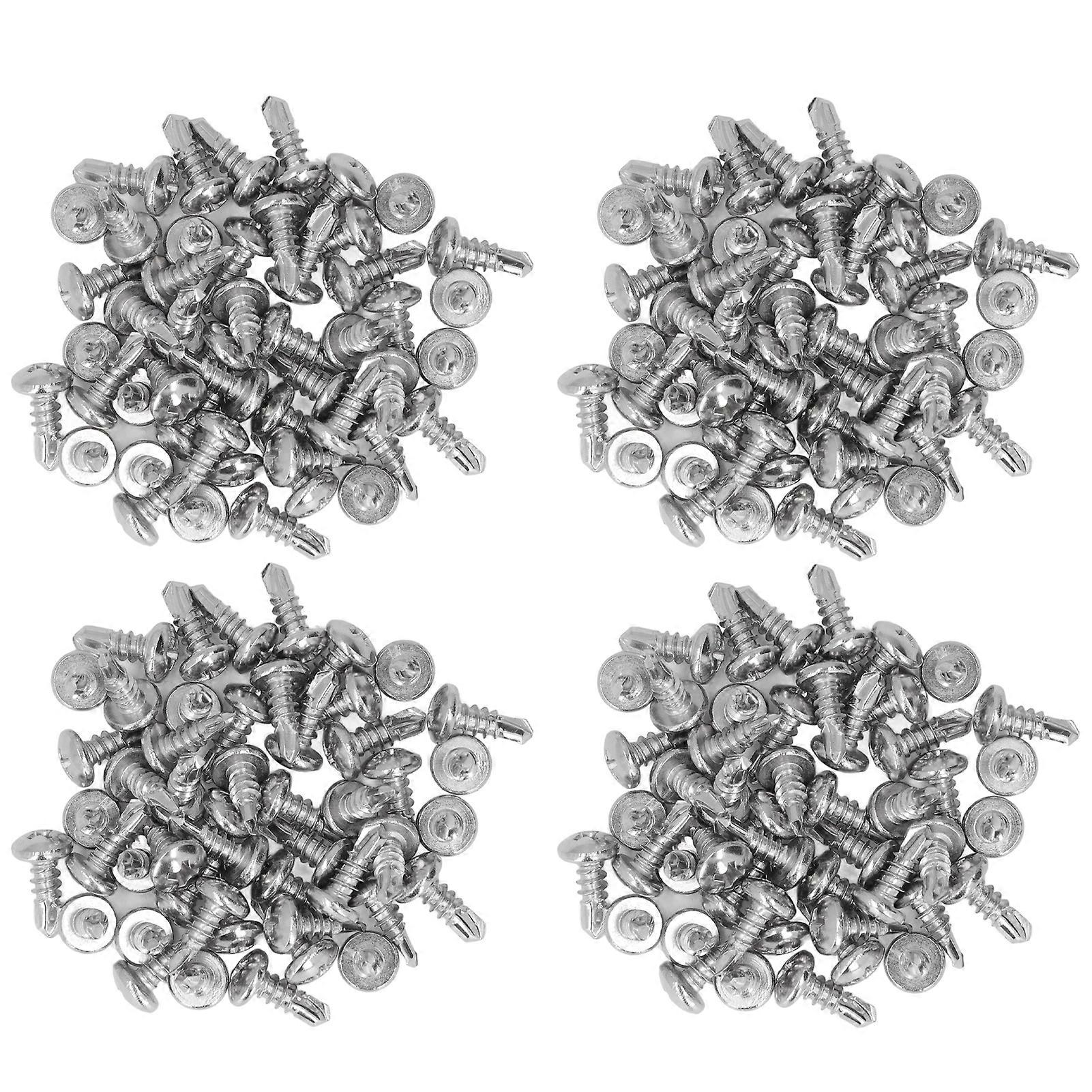 200PCS Self Drilling Screws 304 Stainless Steel Round Head Drill Screw Replacement M4.8x13