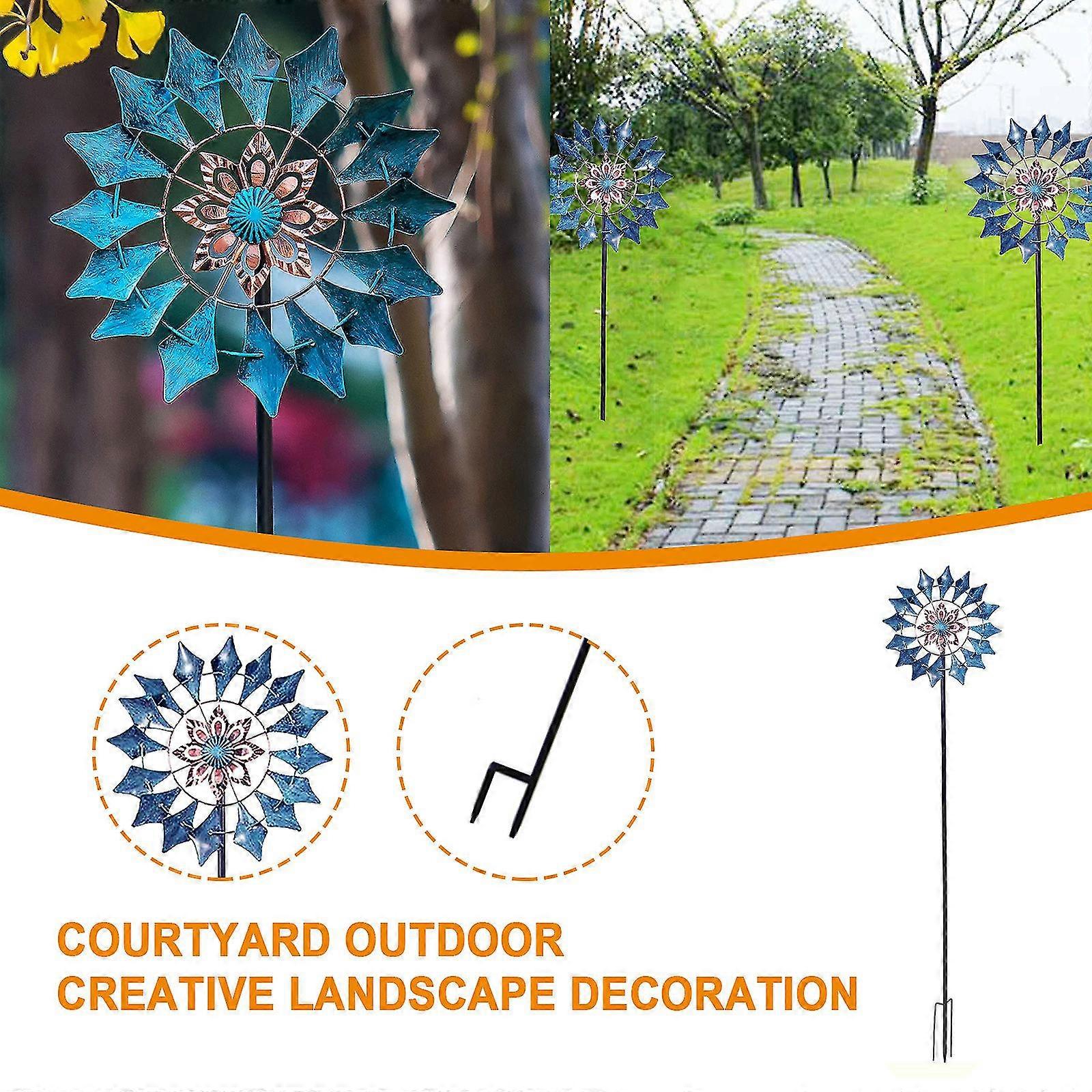 Vertical Stake Construction For Outdoor Yard & Garden Windmill Stake