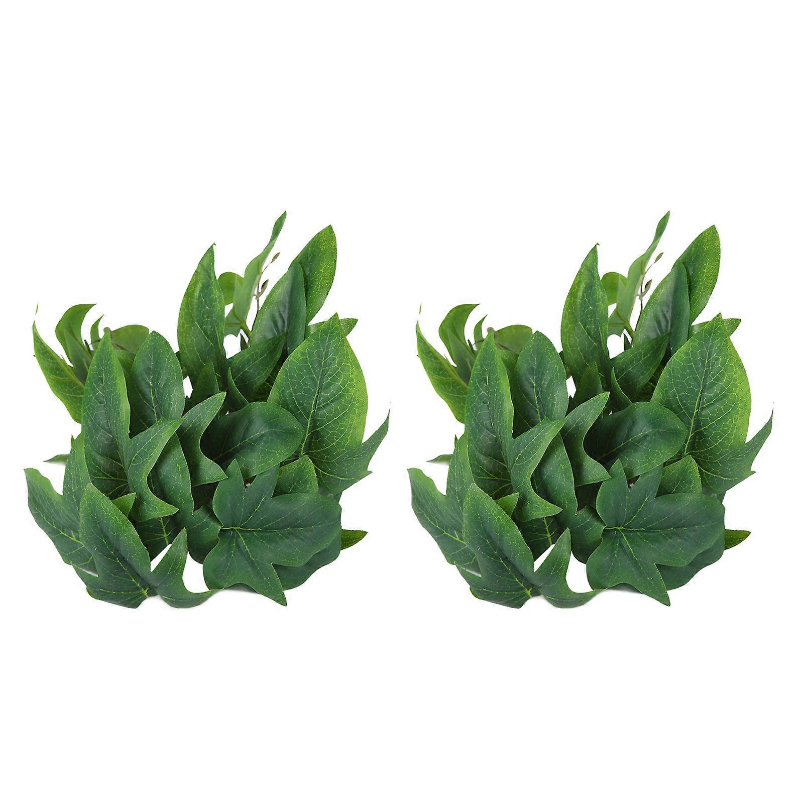 2PCS Artificial Water Plant Simulation Vine Lifelike Plastic Leaves Decoration with Suction Cup for Fish TankSweet Potato Leaves NO.4454