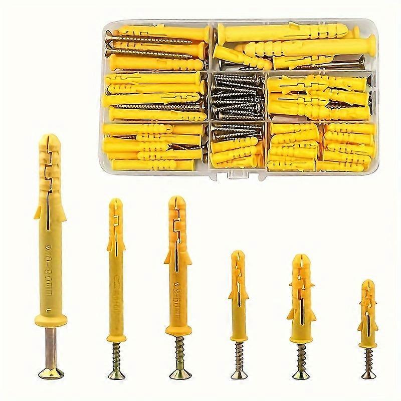 150pcs Wall Plugs And Screws For Brick, Brick, Heavy Duty Plastic Expansion Tube Anchor Bolt (M6/M8/M10) Combination Set For Holding Photo Frame, Sock