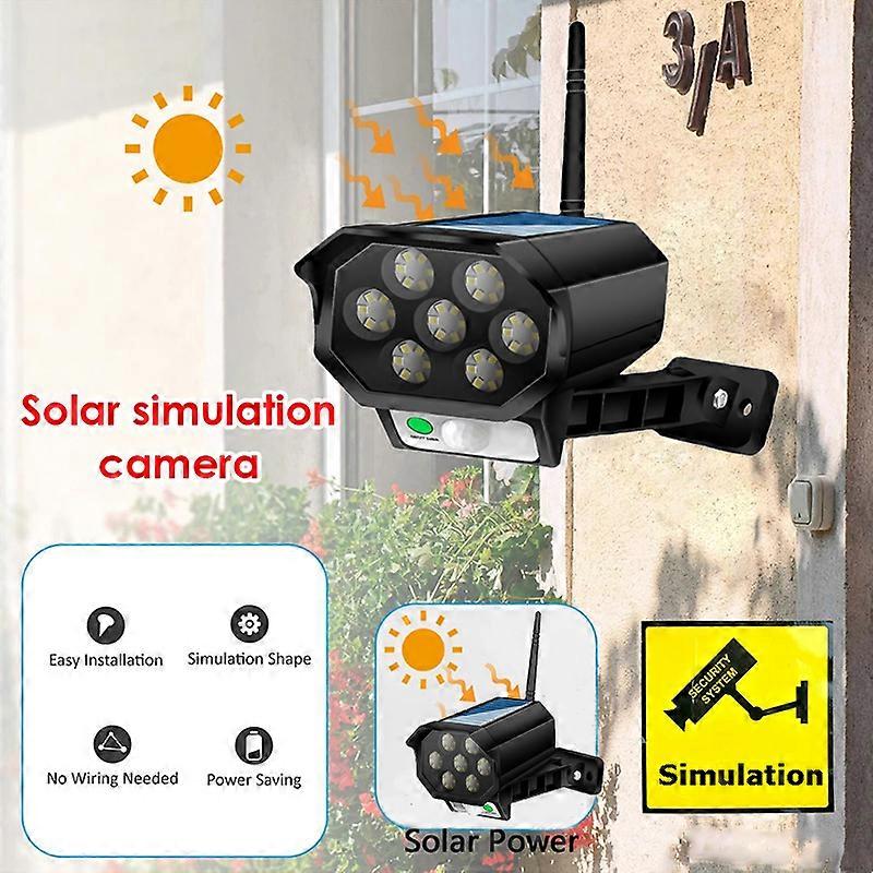 Solar Powered Fake Security Camera Lamp, Dummy Camera LED Light With Remote, Solar Simulated Surveillance System for Garden & Business Security, Outdo