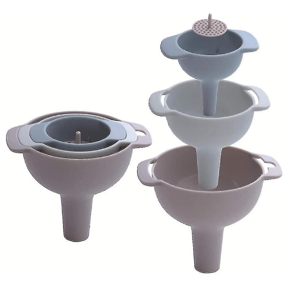 Kitchen Funnel Set Nested Funnels With Handle 4 Pack Food Grade Plastic Funnels With Detachable Strainer Filter