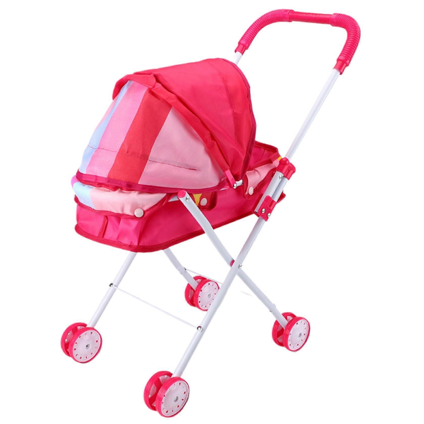 1PC Baby Doll Stroller Dolls Pushchair Realistic Baby Doll Pram with Pushchair with Wheels Baby Stroller Toy