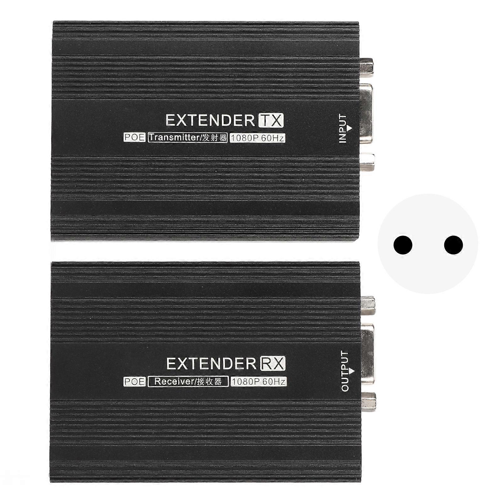 VGA Extender Multifunction Long Range 492.1ft 1080P 60HZ VGA Transmitter Receiver for Laptop Projector Monitor 100V?240V EU Plug