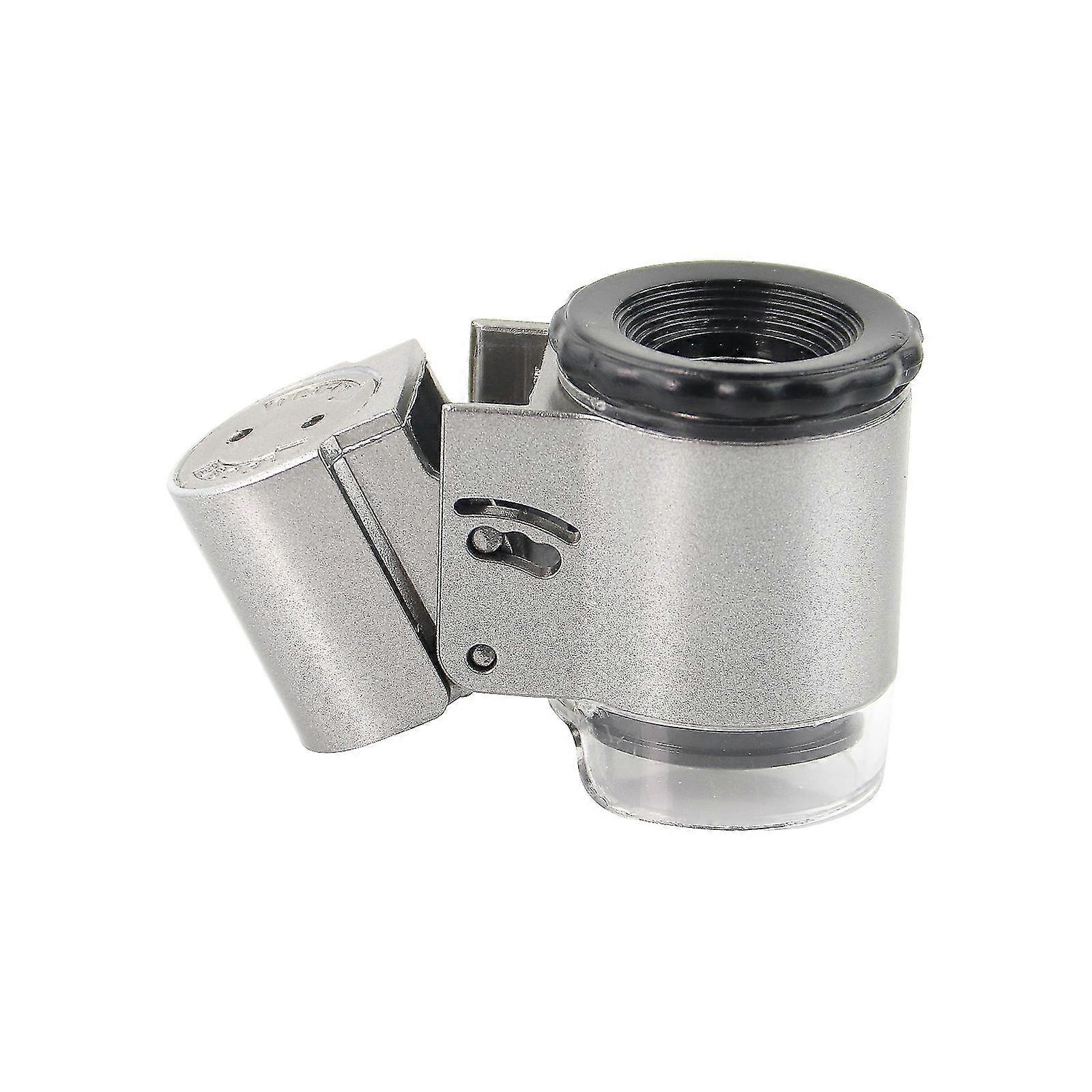 50x Led And Uv Lighted Pocket Microscope Mini Portable Magnifier For Currency Detecting Light And Jewelry Appraisal(1pc, Silver)