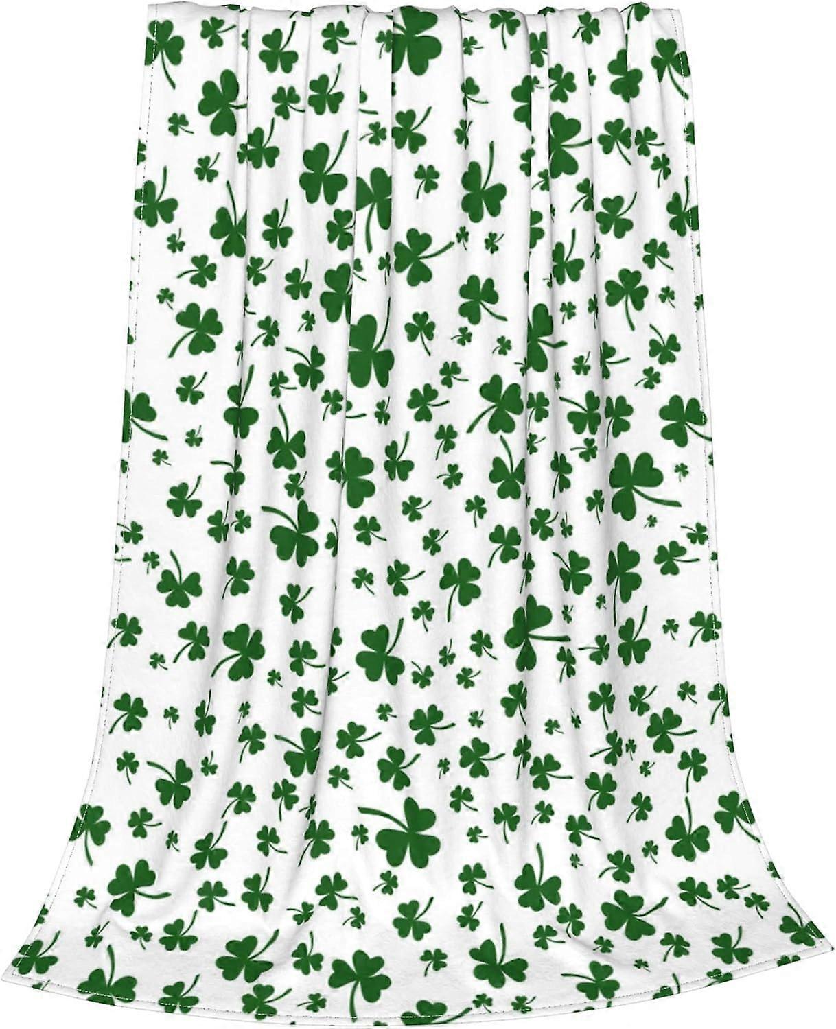 بطانية الصوف لعيد القديس باتريك هدايا عيد القديس باتريك النفل الأخضر خفيفة الوزن دافئة ناعمة الفانيلا السرير بطانية لأريكة غرفة المعيشة 30 × 40