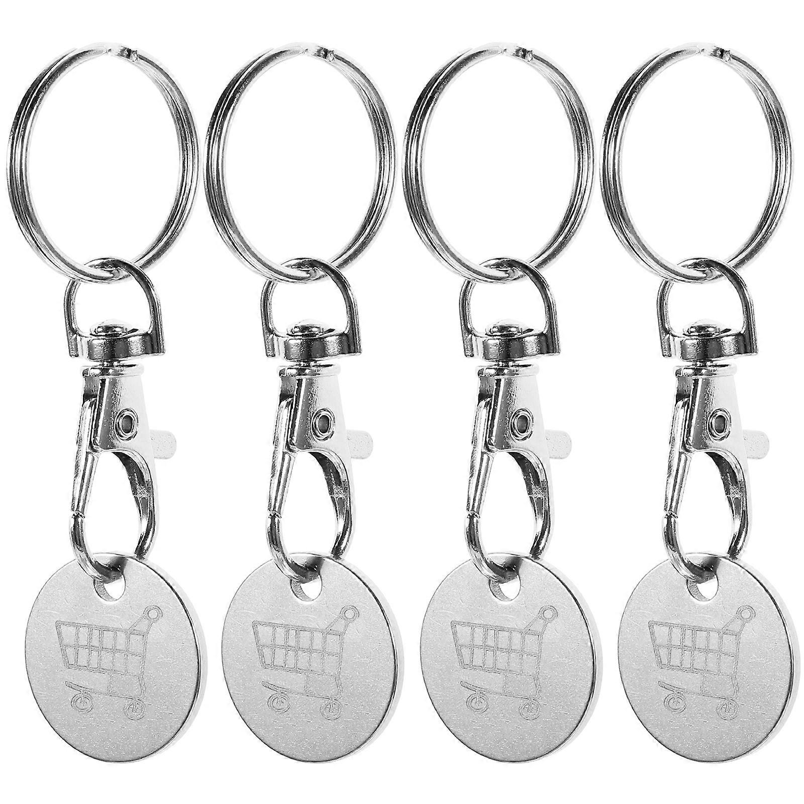 4pcs Shopping Trolley Token Keychain Shopping Trolley Token Pendant Keyring for Shopping