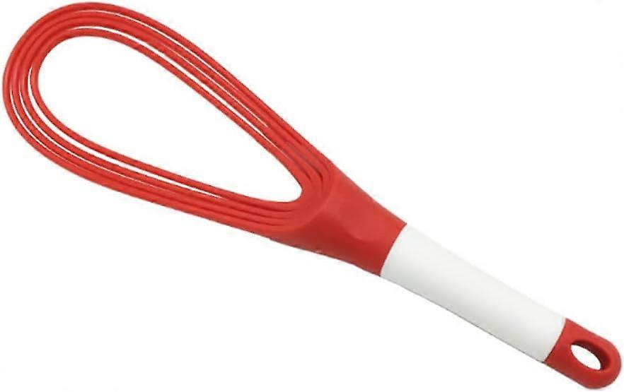 Kitchen Twist Whisk, 29CM Plastic Flat Balloon Whisk Thick Wire Egg Frother Beater Non Stick Cookware For Cooking Blending Whisking Stirring, Red