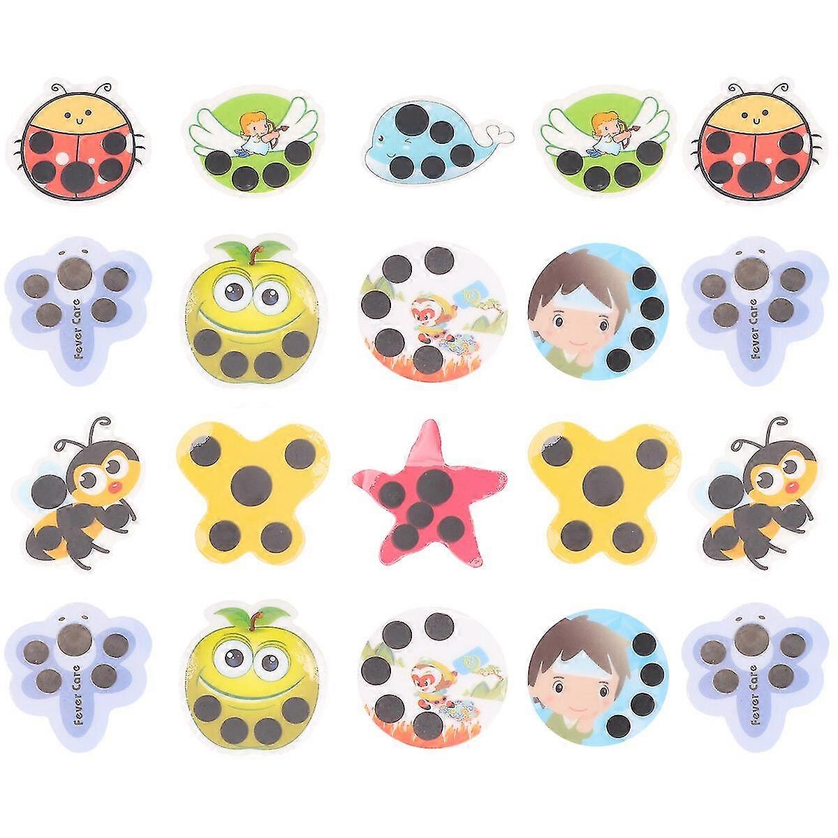 20 قطع الطفل الجبين ترمومتر لزجة ميزان الحرارة مرنة اختبار حمى الجسم ميزان الحرارة ملصق (نوع عشوائي) - التميز