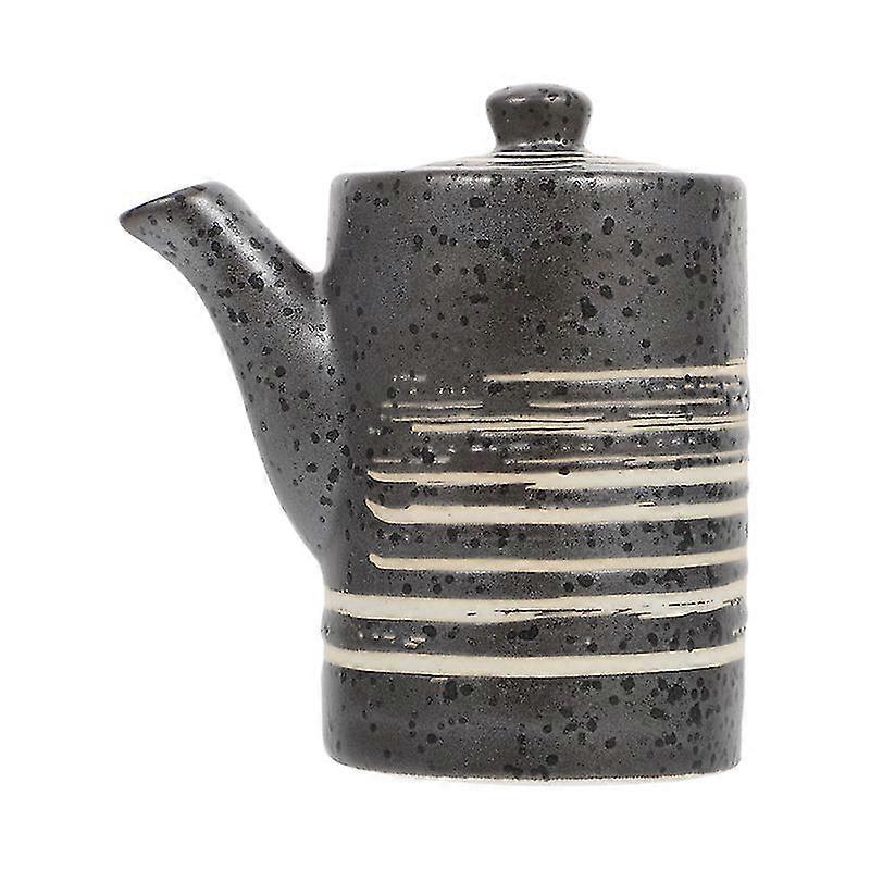 1pc ceramic condiment jar delicate sauce pot kitchen vinegar container (black)