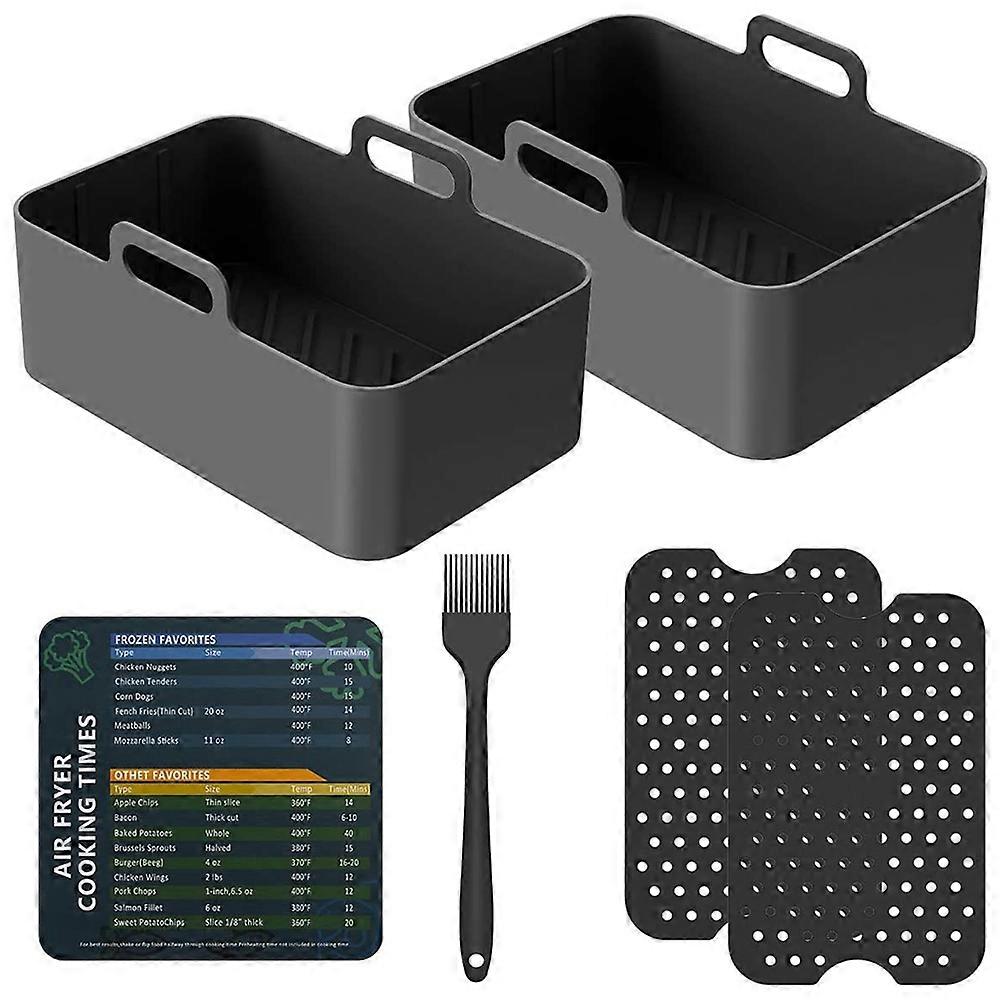 Silicone Pot for Ninja Dual Fryer, 7Pcs Ninja Dual Fryer Accessories, Ninja Fryer Silicone Liners(B