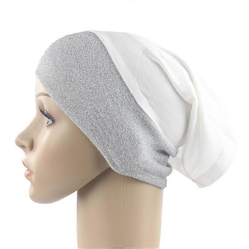 Femei musulmane Shiny Hijabs Glitter Tube Cap Plain Turban Hat Elastic Inner Cap Islamic Underscarf Eșarfe Wraps Bonnets Headband