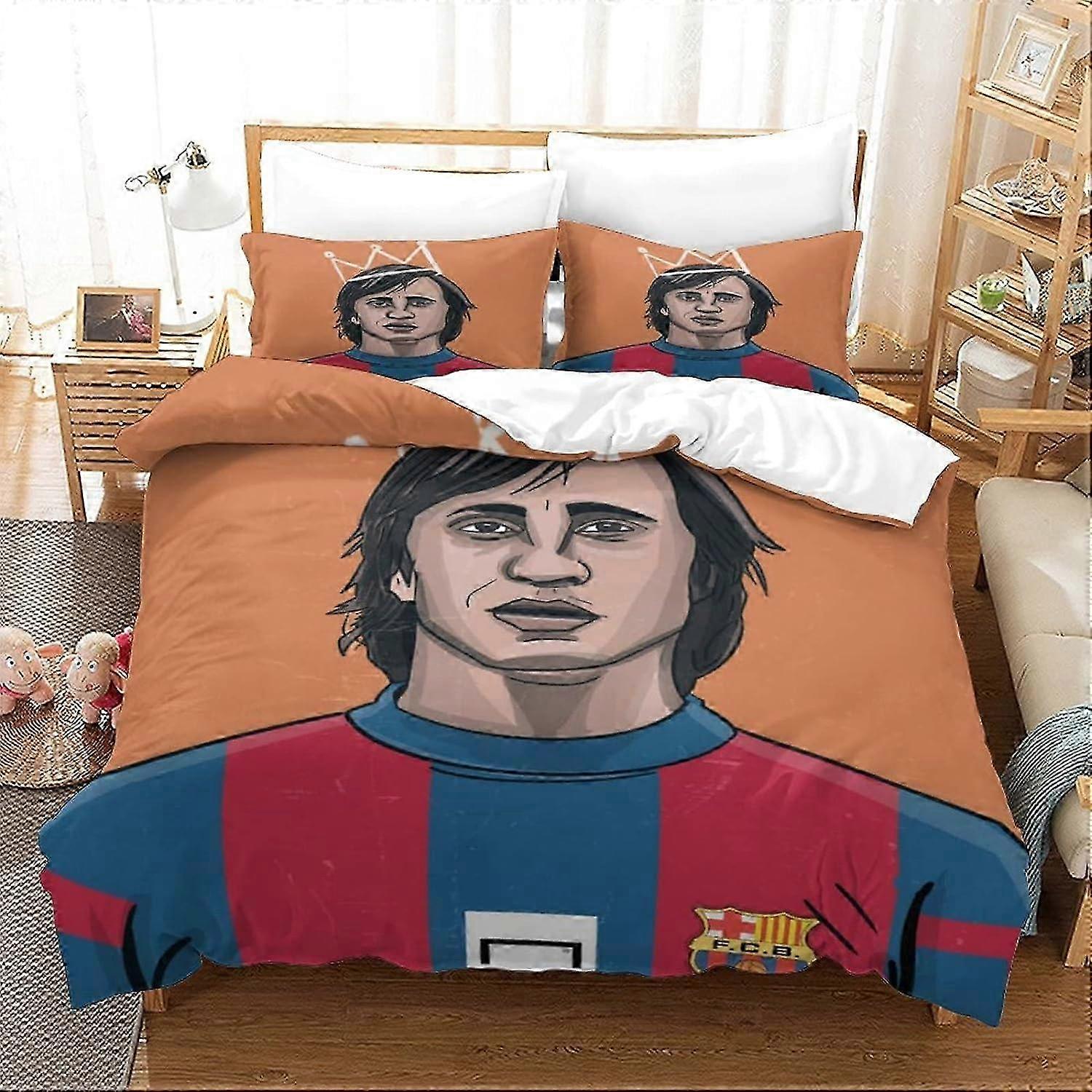 Football Star World Cup Bedding Set, with Duvet Cover and Pillowcase, 1 Piece, Soft and Breathable Microfiber, with Zipper, League, Double 135*200 CM