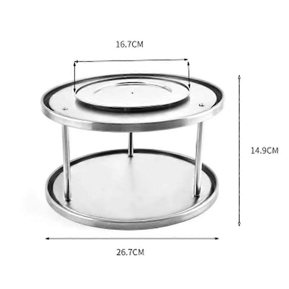 Multi-function Rotating Spice Rack For Kitchen Storage, Rotating Condiment And Condiment Rack Gray And White (2 Layer, Stainless Steel) Betterlifefg