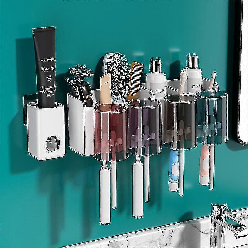 Y Automatic Squeezing Tootaste Ce Squeezing Home Punch- -mounted Suct Set Toothbrush Rack