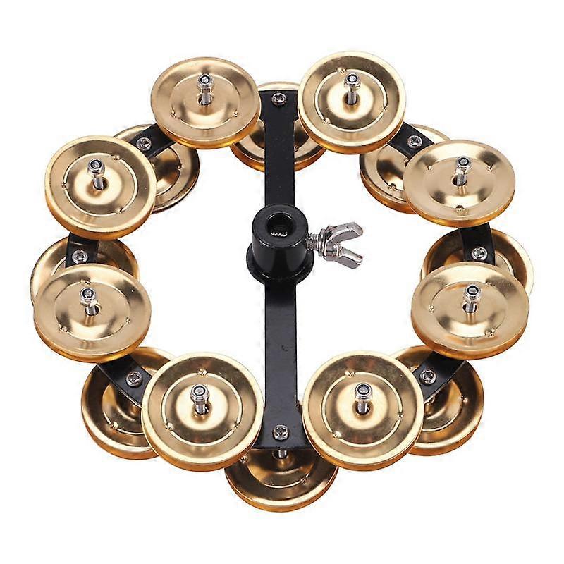 Musical Kalimba Portable Percussion Hi-Hat Tambourine with Row Alloy Jingles Drum Set ,Gold