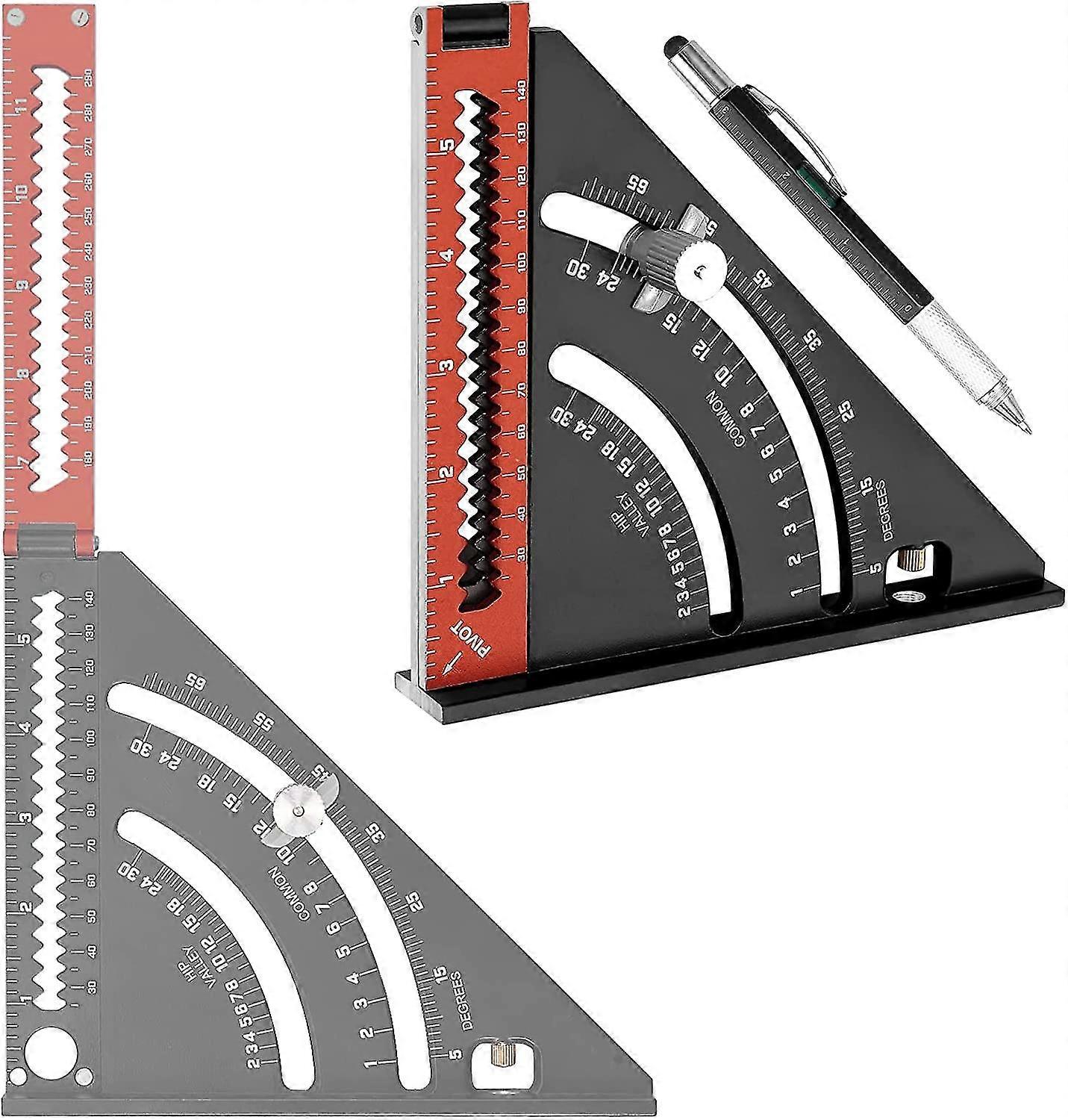 Faltende Metall Tischler Square Marker Pen 4 In 1 Aluminium Multi-Tool Lineal Square Marker Guide Winkelmesser