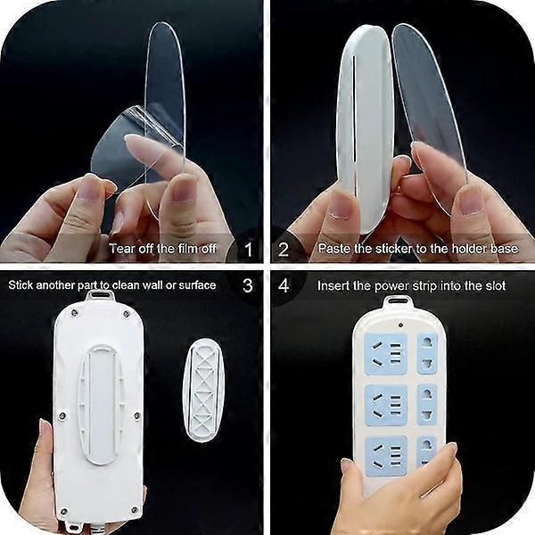 Power Strip Holder, 5-Pack Self-Adhesive Mount with Protector and Punch Slots