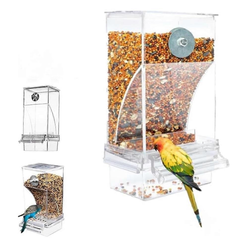Automatic No-Spill Transparent Bird Feeder, No Mess Bird Feeder for Cage