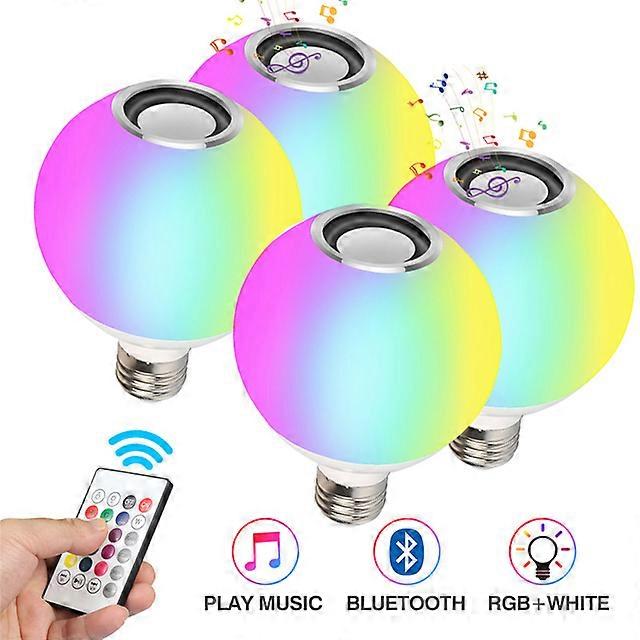Smart RGBW E27 Bulb Bluetooth 4.0 Audio Speakers Lamp Dimmable LED Wireless Music Bulbs Light Color Changing Remote Controller