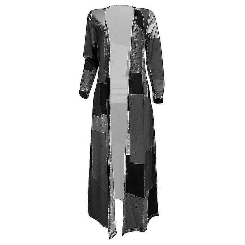 Women's Contrast Print Long Trench Coat