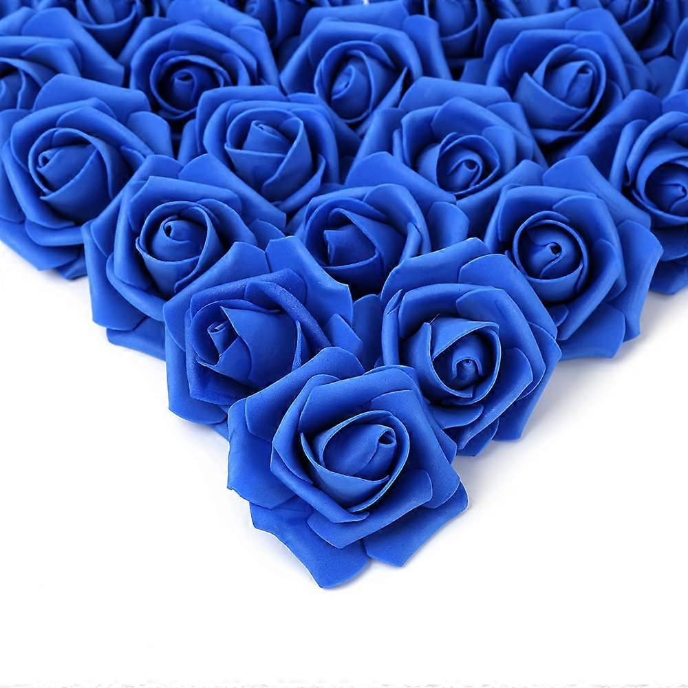 Flores artificiales Cabezas de rosas, flores de imitación Flores falsas azules de aspecto real rosas (azul real)