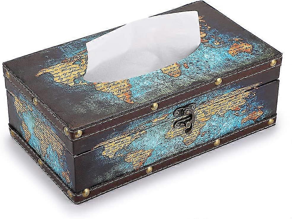 Retro Rectangular Wooden Tissue Box