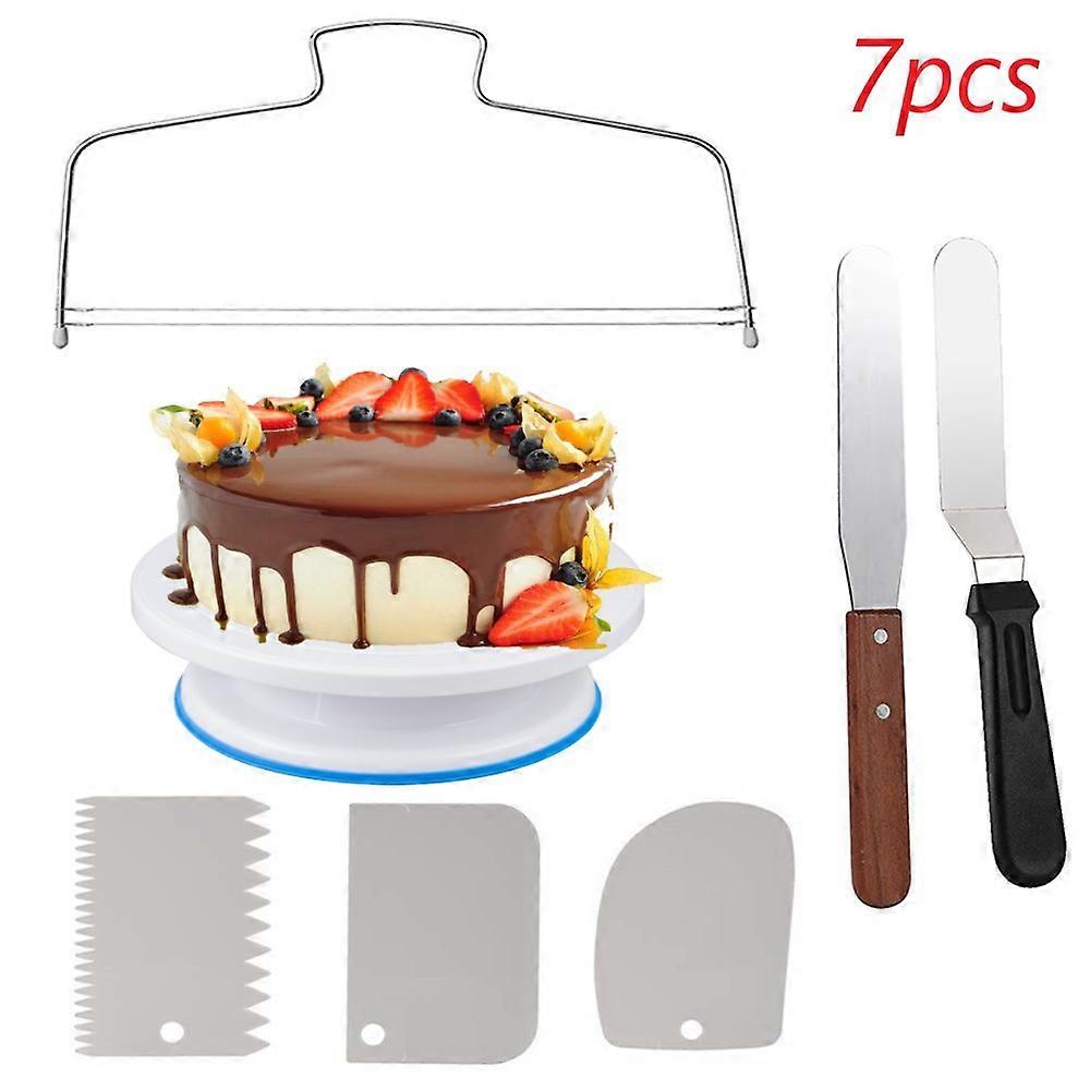 Cake Decorating Turntable,Cake Decorating Supplies with Decorating Comb/Icing Smoother(3pcs),2 Icing Spatula with Sided & Angled 