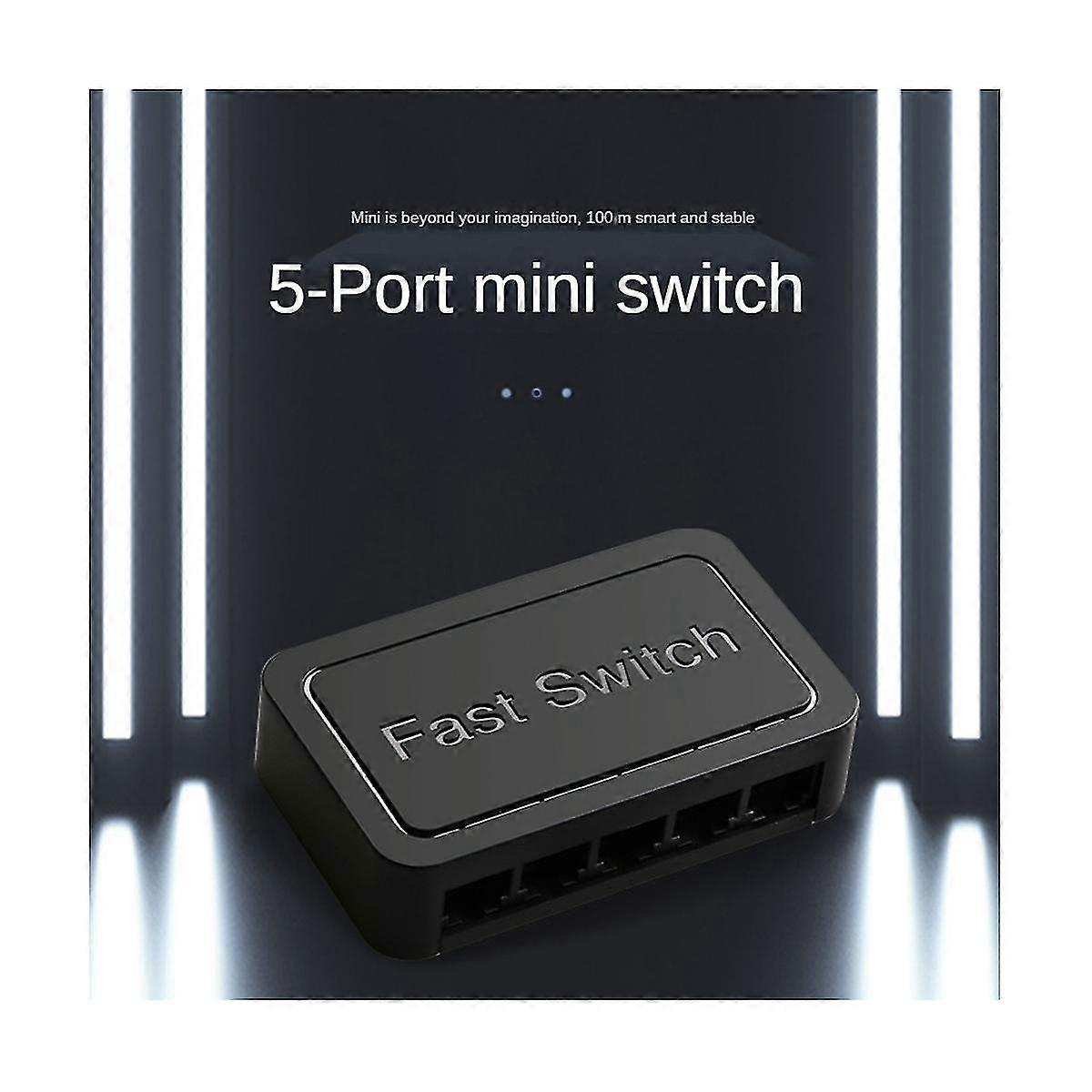 Mini 5 Port Network Switch Internet Splitter Desktop 10/100/1000mbps Rj45 Hub, Gigabit Black, Us Pl