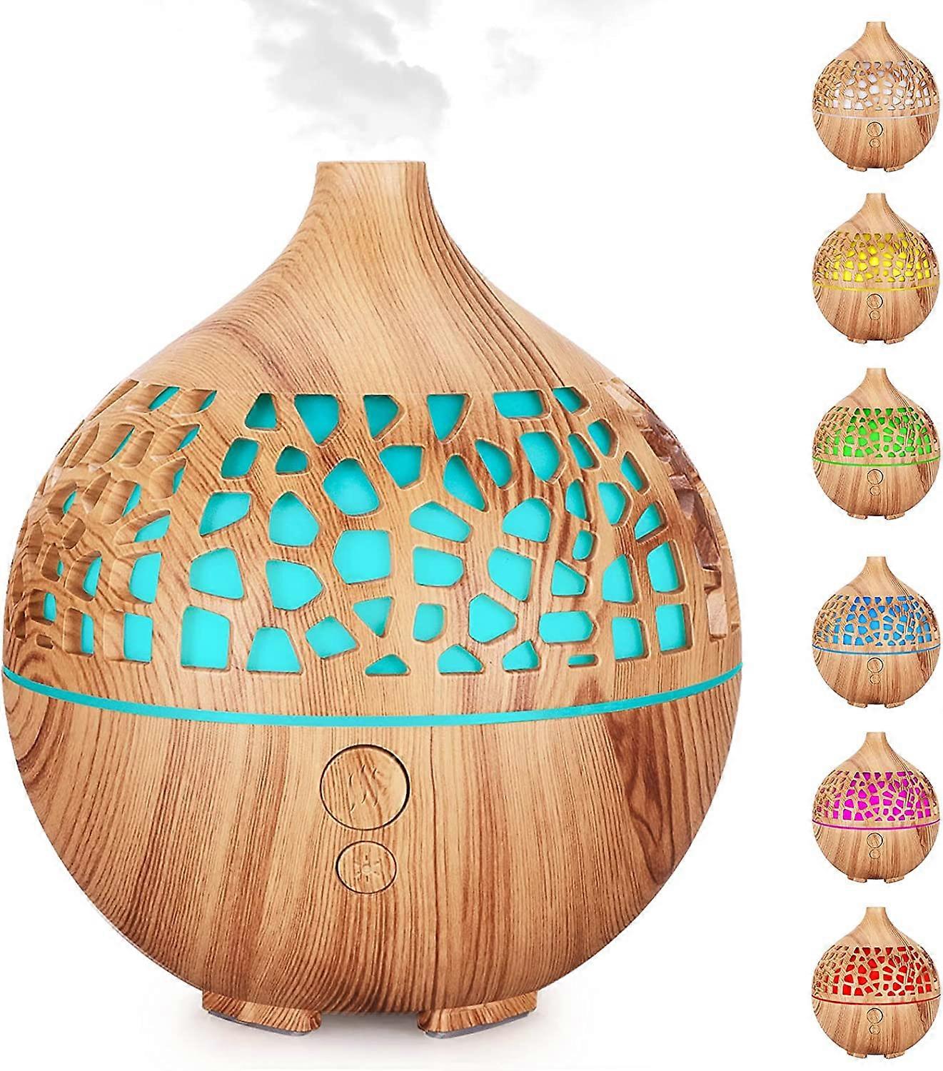 1pc USB Essential Oil Diffuser 180ML,with 7 LED Lights,Light Brown