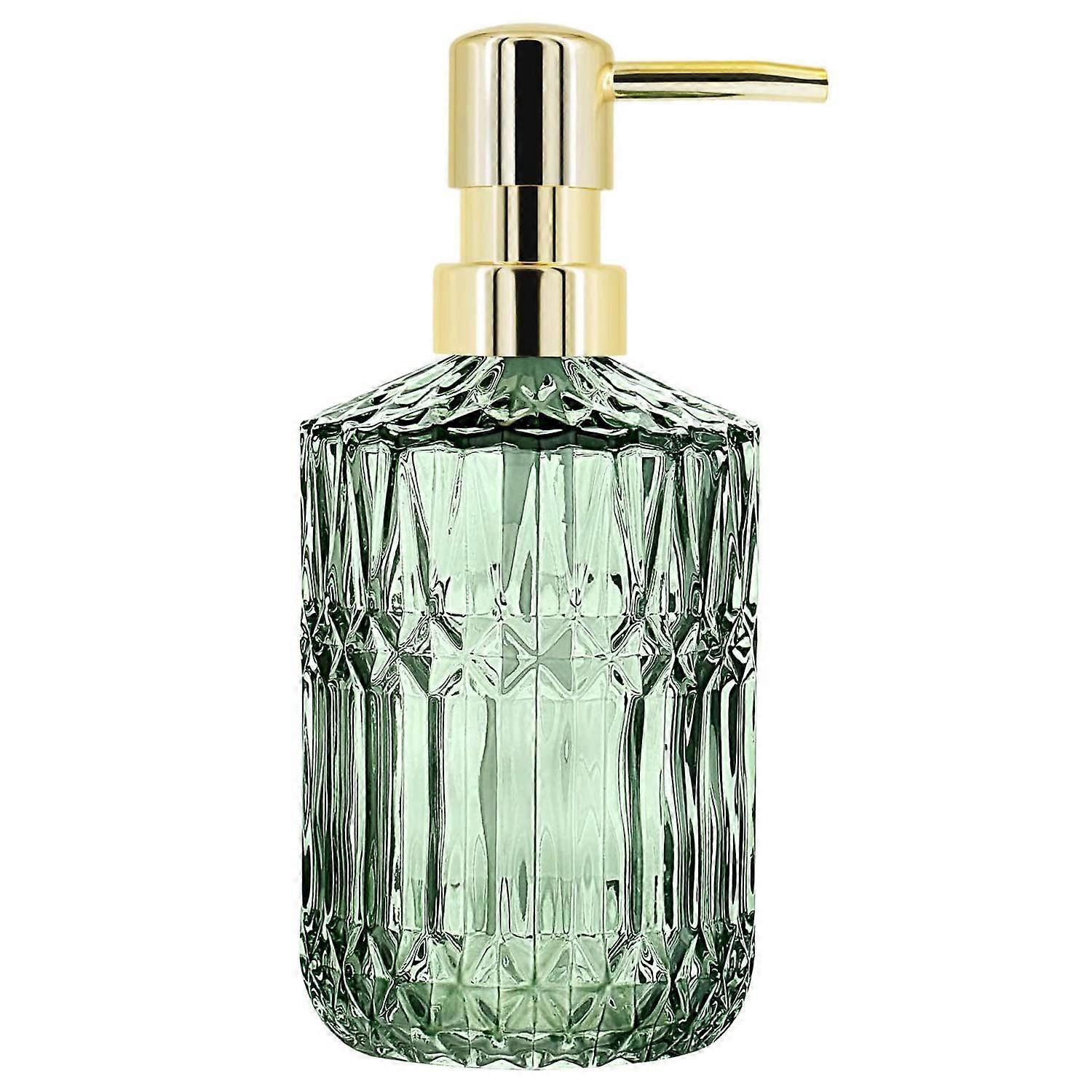 Glass Soap Dispenser with Pump, Refillable for Bathroom(Green)